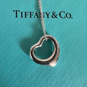 Tiffany & Co. Silver Elsa Peretti Open Heart Necklace 16mm